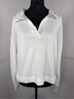 Colsie Confetti Speckled Collared Pullover Sweatshirt Size Large
